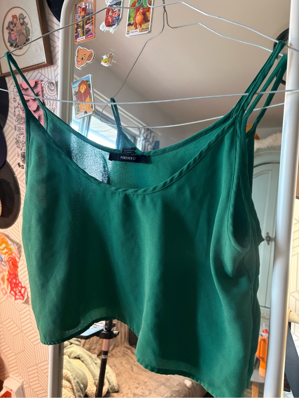 Forever 21 Deep Green Double-Strap Satin Cami